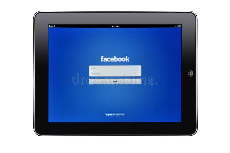 Apple iPad with facebook app