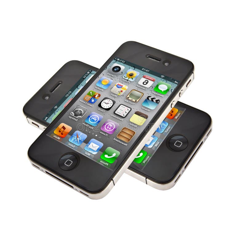 Apple iPhone 4s isolated on white background. Iphone screen recording stock images, royalty-free photos and pictures