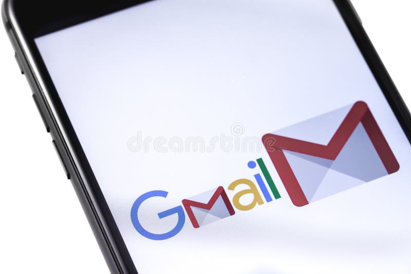 Apple iPhone with Gmail logo on the white background. Russia - O royalty free stock image