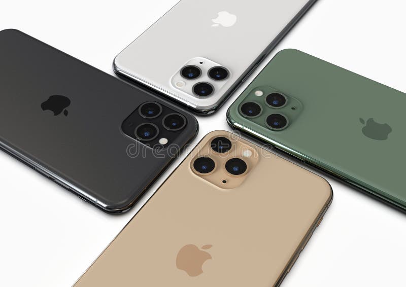Apple Iphone 11 Pro All Colours Back Side Up On White Editorial Image Image Of Lens Equipment