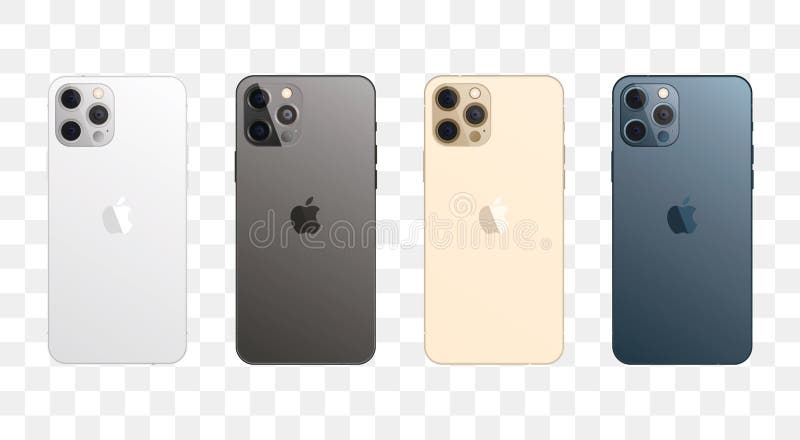 Apple Iphone 12 Pro Max In Four Colors Iphone Mockup Set The Back Of The Phone Vector Illustration Isolated On Transparent Editorial Stock Image Illustration Of Empty Silver