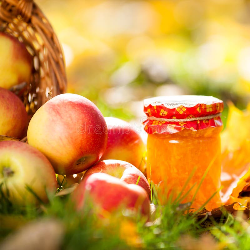 Apple jam in jar