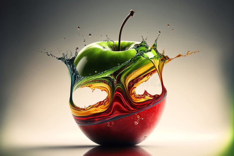 Apple and Juice Splash. Refreshig Fruits Concept. Melting Fruit. Liquid ...