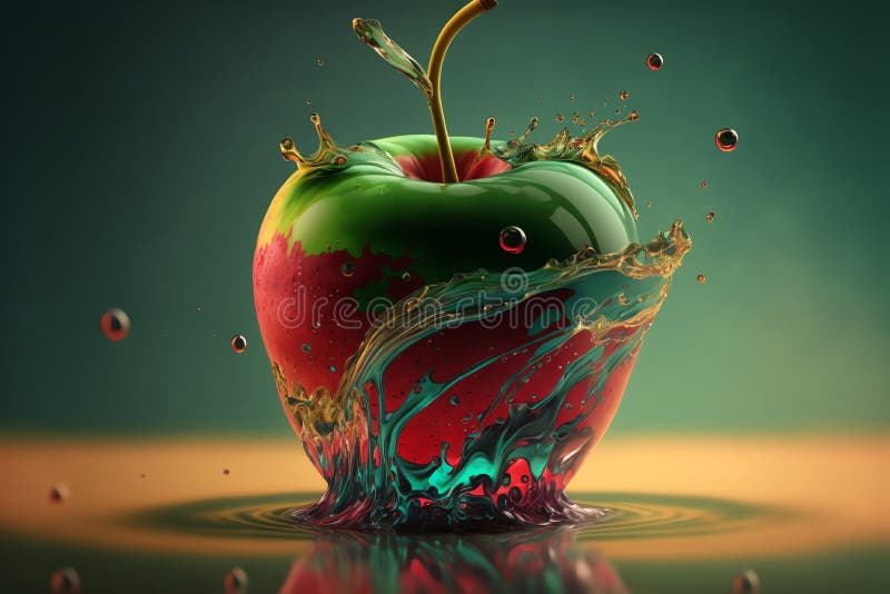 Apple and Juice Splash. Refreshig Fruits Concept. Melting Fruit. Liquid ...