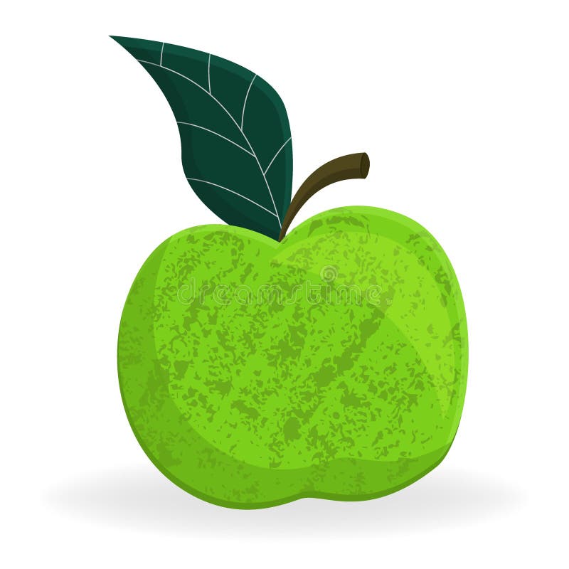 A Apple with a Leaf Isolated on a White Background. Vector Illustration