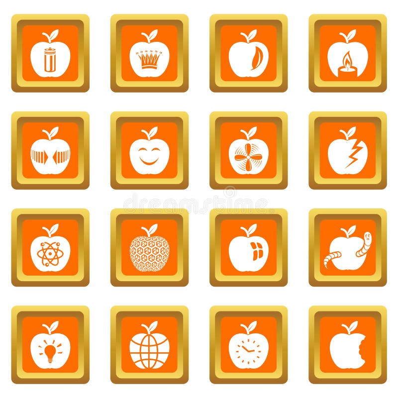 Apple Logo Icons Set Orange Square Vector Stock Vector - Illustration of  icon, model: 115450962