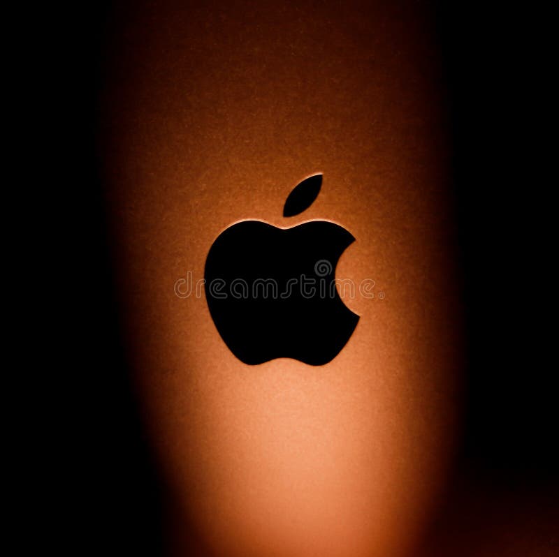 APPLE LOGO with ORANGE BACKGROUND Editorial Stock Image - Image of drop,  american: 186030719