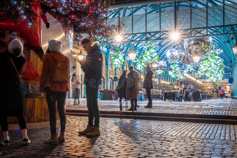 Apple market in London at Christmas time royalty free stock image