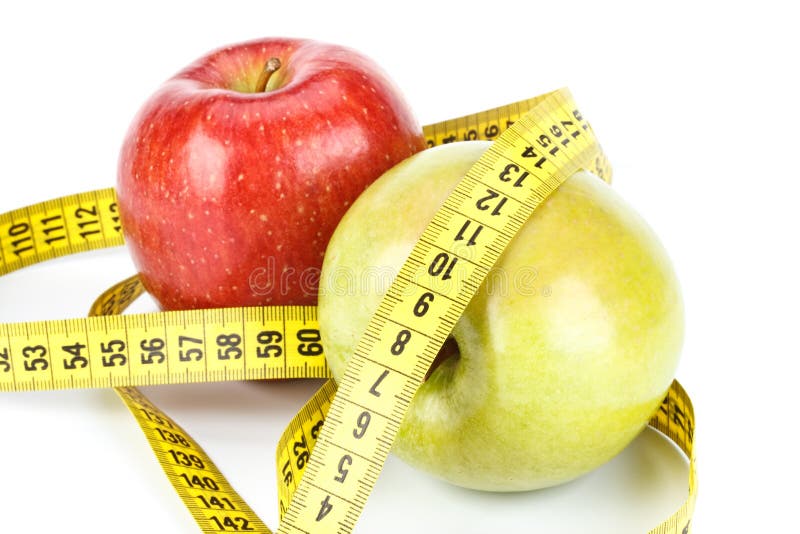 Apple and measuring tape