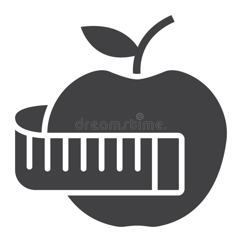 Apple with measuring tape glyph icon, fitness vector illustration Apple with measuring tape glyph icon, fitness vector illustration