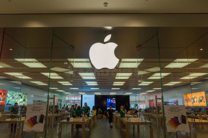 Apple mobile phone store landscape in Chengdu, China royalty free stock photos Apple mobile phone store landscape in Chengdu, China royalty free stock photos
