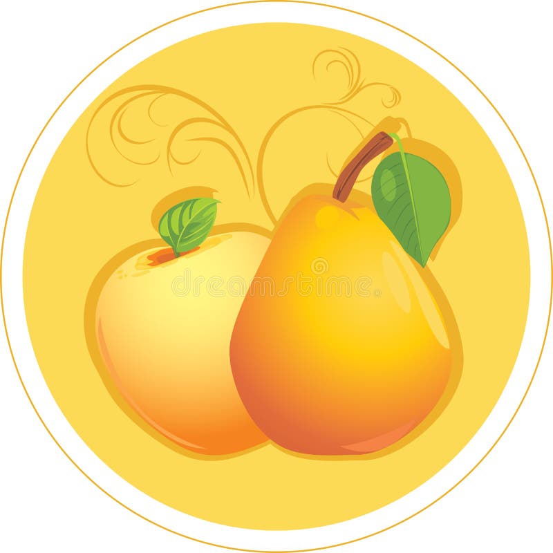 Apple and pear. Sticker