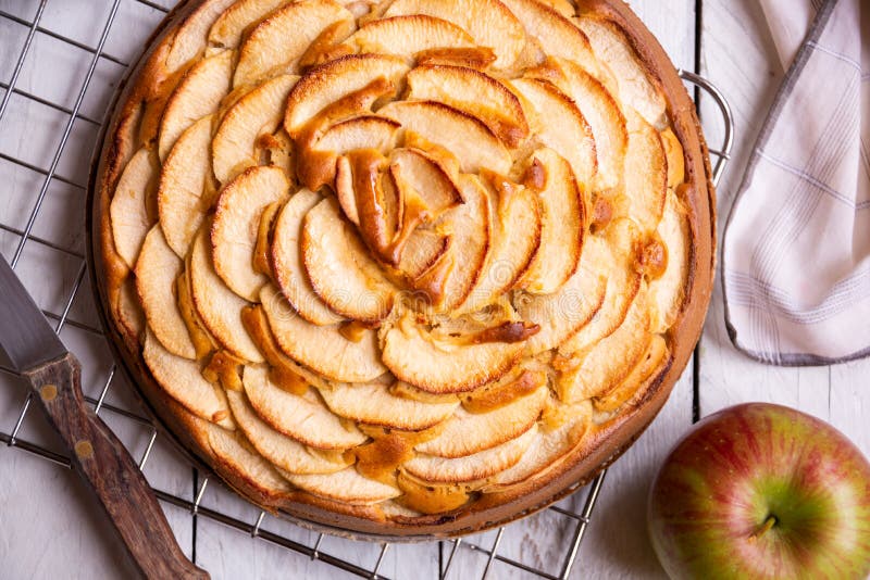 Apple Pie, Delicious Pastry Dessert with Slices of Apple on Top Stock ...