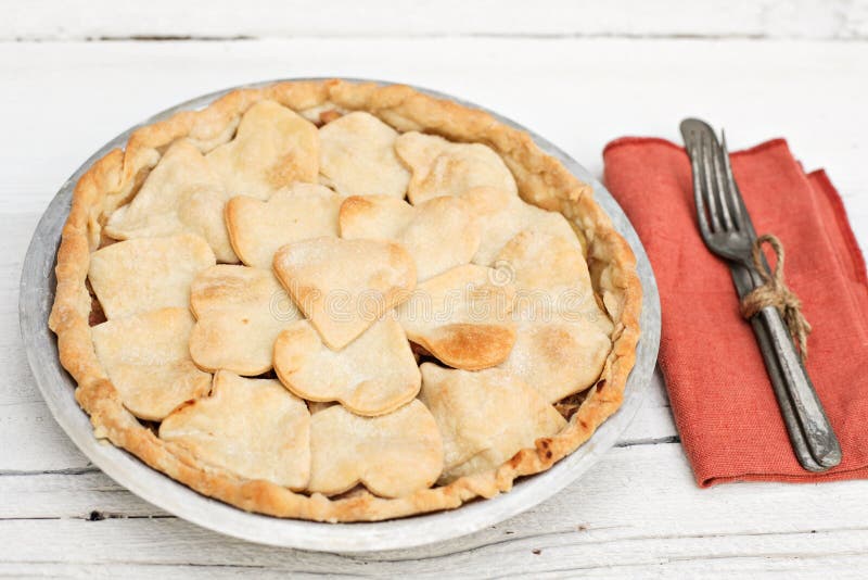Slice of Apple Pie with Heart Shaped Crust Topping with Chalkboard