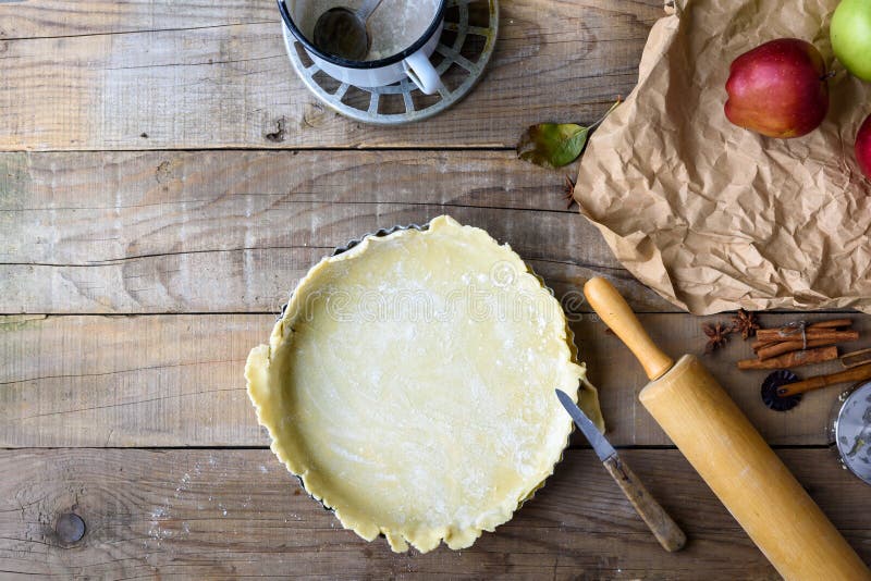 Apple pie making background stock photos