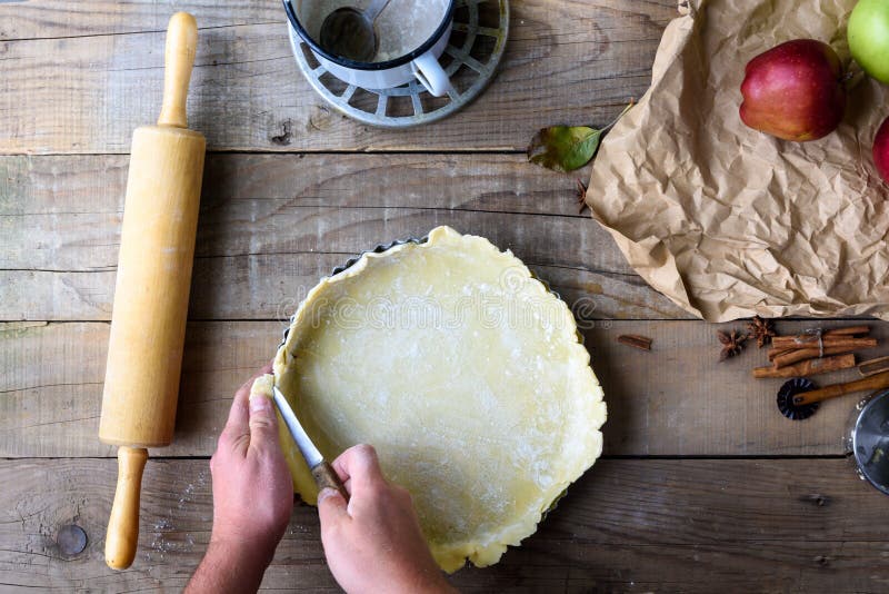 Apple pie making background royalty free stock images