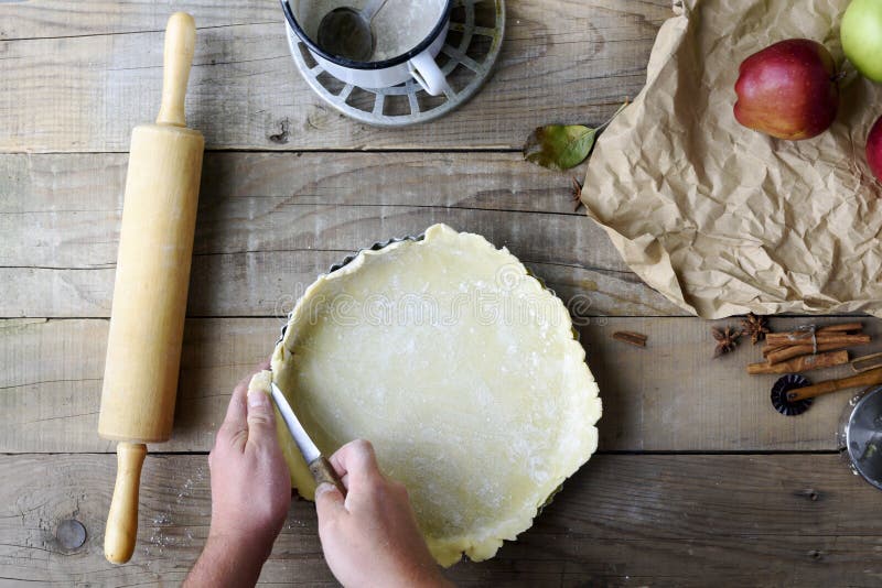 Apple pie making background royalty free stock images