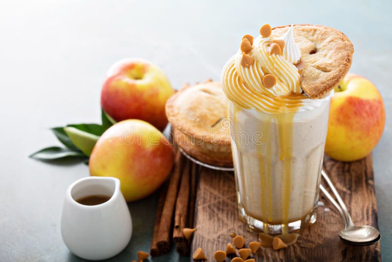 Apple Pie Milkshake with Caramel Syrup Stock Image Image of cold, fresh 97117095