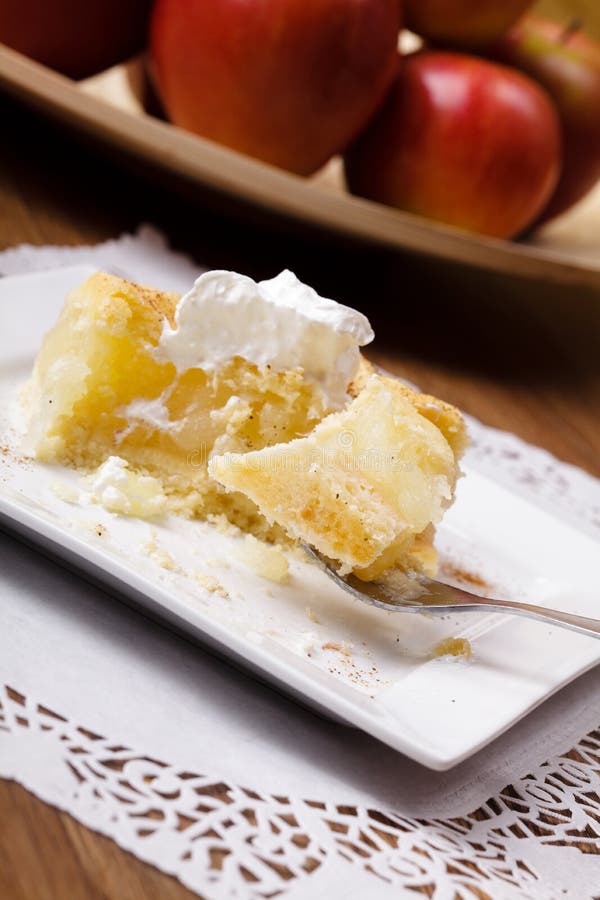 Apple Pie With Whipped Cream Stock Photo Image of color, food 190691280