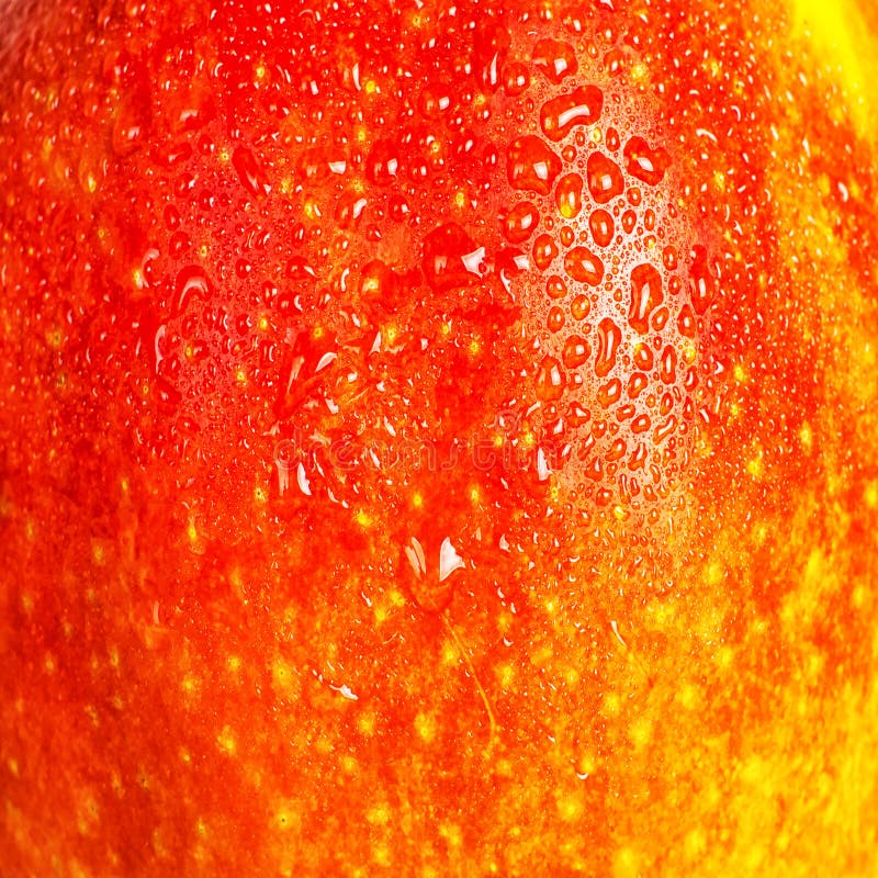 Apple red texture-Close-up-With water drops on the skin