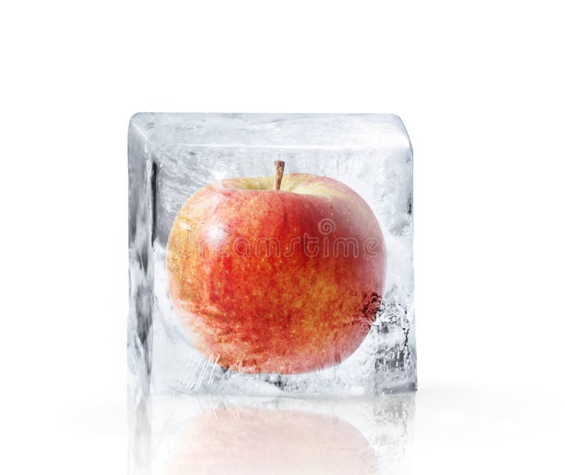 Apple rojo congelado dentro del hielo grande ilustración del vector Apple rojo congelado dentro del hielo grande ilustración del vector