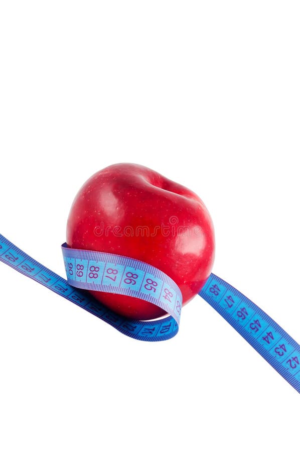 Apple and ruler isolated stock image. Image of measuring 21889369