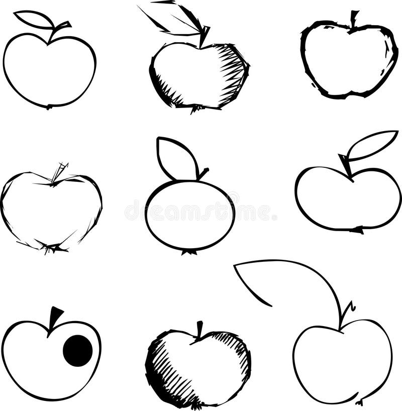 Apple Set Stock Vector Illustration Of Vignette Apple 13533494