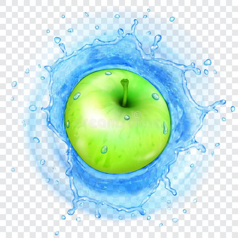 Apple som faller in i ett vatten stock illustrationer