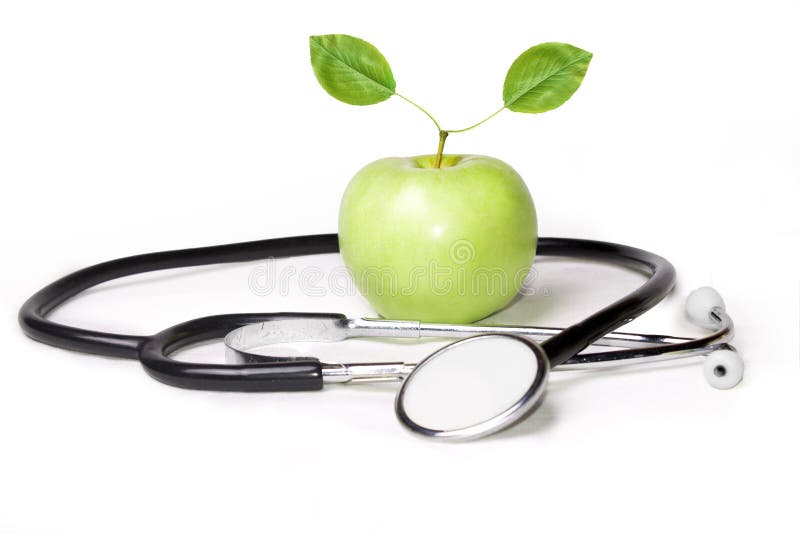 Apple and stethoscope stock image. Image of white, lifestyle 39473137