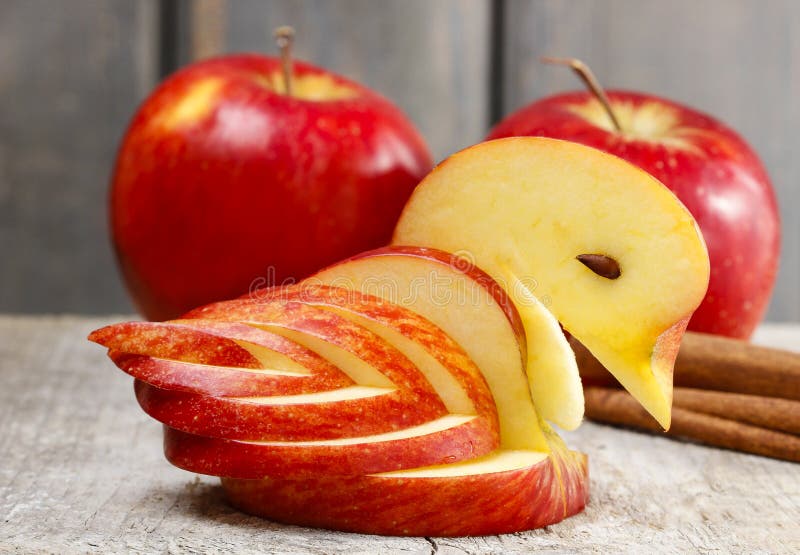 Apple Swan. Decoration Made of Fresh Fruit Stock Photo Image of
