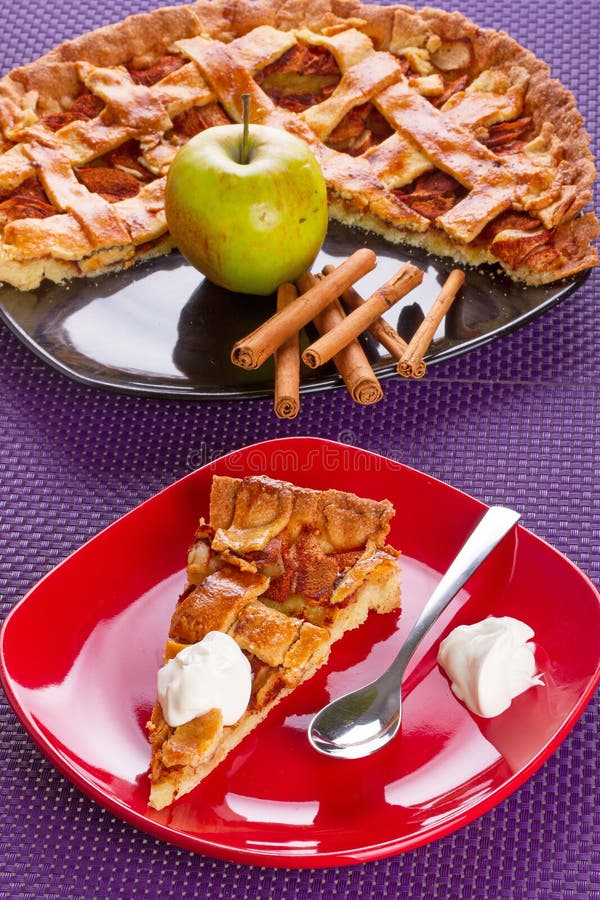 Apple tart dessert on the plate