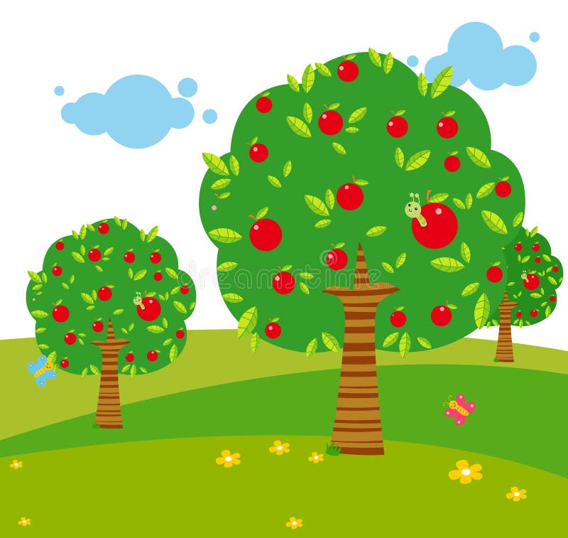 Apple tree stock vector. Illustration of cartoon, flower - 24737674