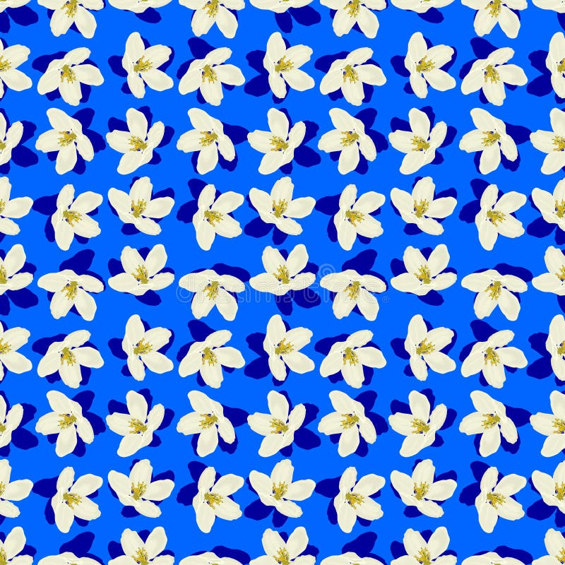 Apple Tree Flowers Seamless Pattern. EPS10 Vector Illustration. Stock