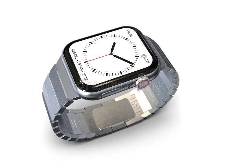 Apple Watch 4, 44 Mm Similar Smartwatch - Silver Stock Photo - Image of communication, display