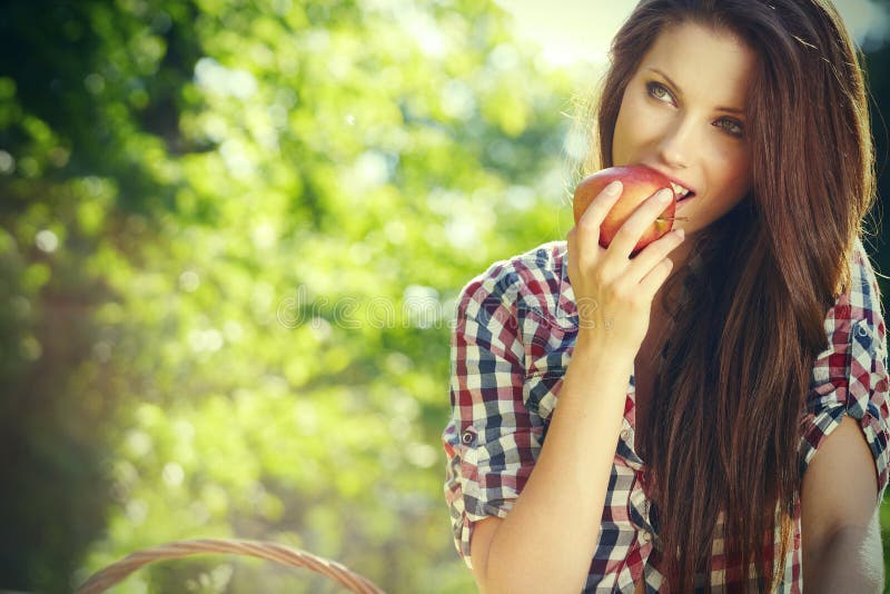 Apple woman. Very beautiful model