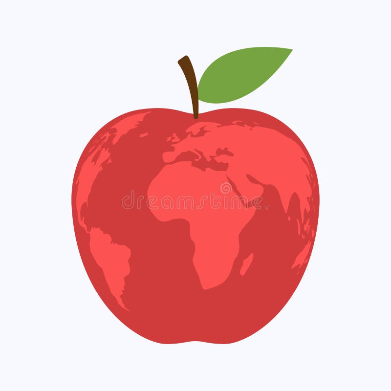 Apple world map on white background vector illustration Apple world map on white background vector illustration