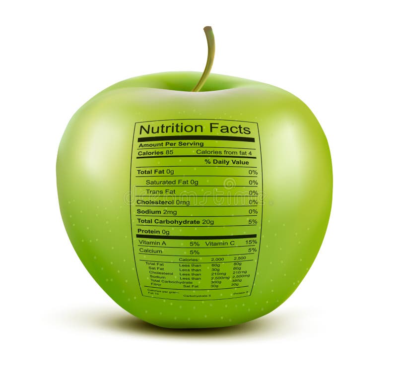 Apple z odżywianie fact etykietką. ilustracji Apple z odżywianie fact etykietką. ilustracji