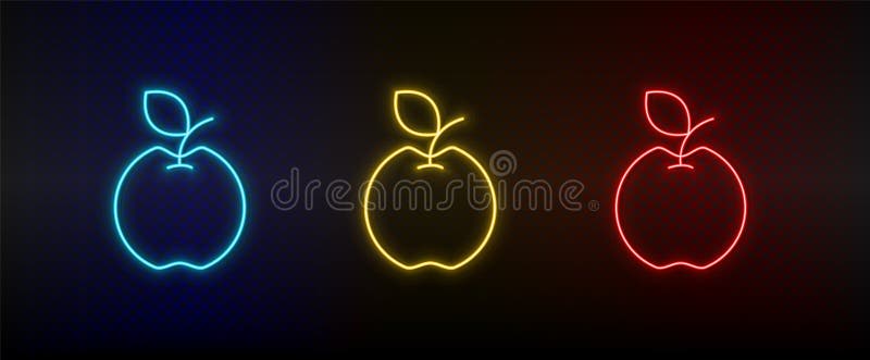 Apple неонового icon set. Отель blue желтого неонового значок вектор красного бесплатная иллюстрация