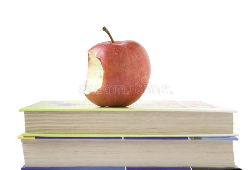 Apples on Books isolated on white backgrouns. Apples on Books isolated on white backgrouns