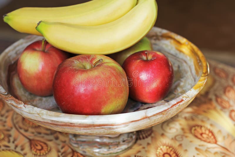 Apples and Bananas on a White Background. Stock Image Image of