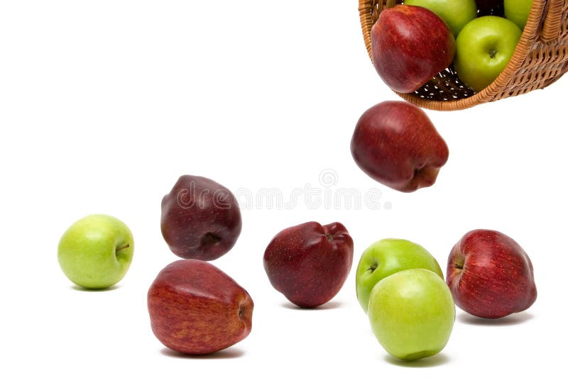 Apples falling from a basket