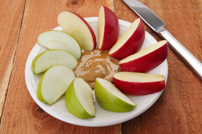Apples and peanut butter stock photo. Image of redwood 29512598