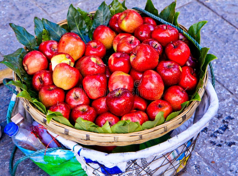 Apples for Sale in the Basket Stock Photo Image of product, delicious