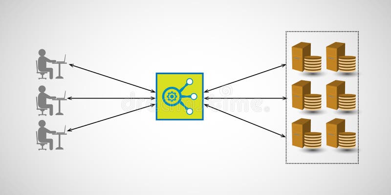 Application and database load balance concept vector illustration