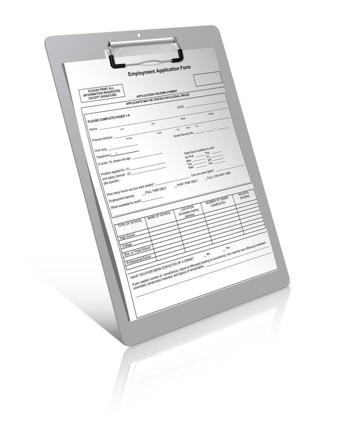 Application form on clipboard royalty free illustration