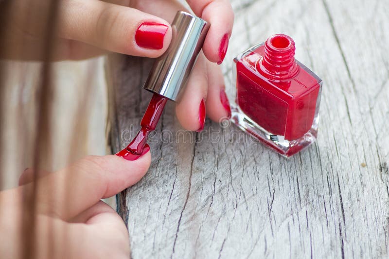 Application of Varnish on the Nail. Stylish Manicure_ Stock Photo ...