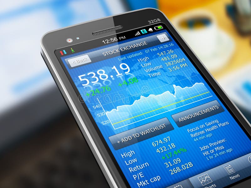 Applicazione del mercato azionario sullo smartphone