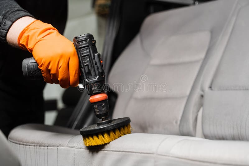 Smearing Detergent Car Textile Seats Using Drill Brush Dry Cleaning Stock  Photo by ©rabizo94@gmail.com 643647678