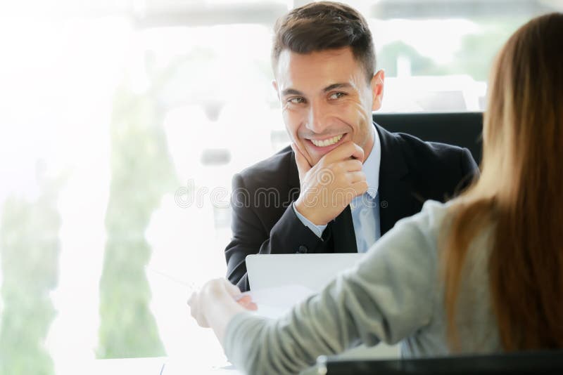 Applying for new job,career opportunity concept : Executive management or recruitment representative interviews stock photography