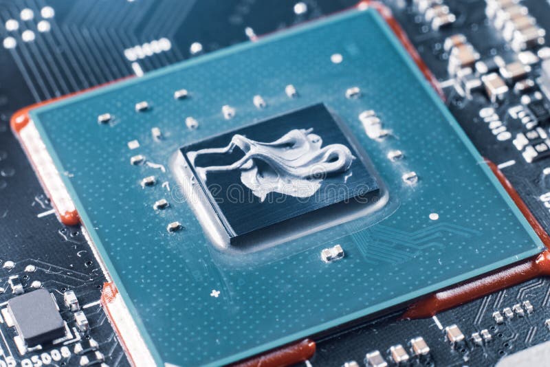 Applying Thermal Paste To a Laptop Processor, Cooling Computer Components Stock Photo Image of